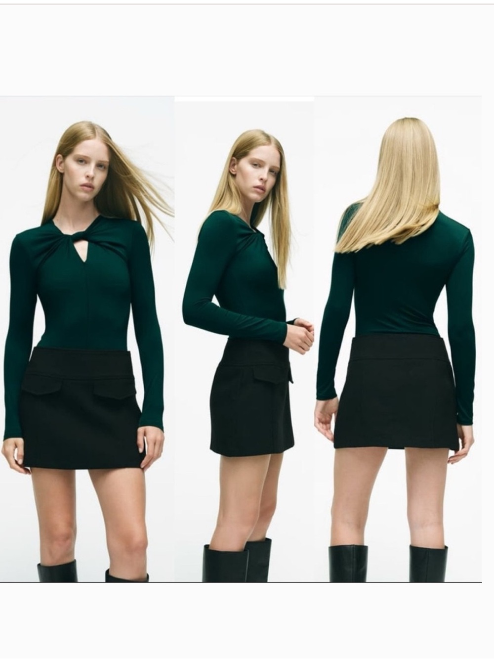 Zara Twist Front Bodysuit in Winter Green